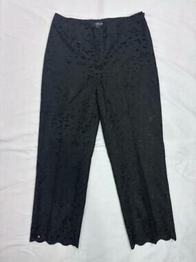 Willi Smith Women’s Black Eyelet Lace Cropped Pants Size 6 Coquette Feminine